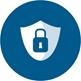 white shield with blue lock